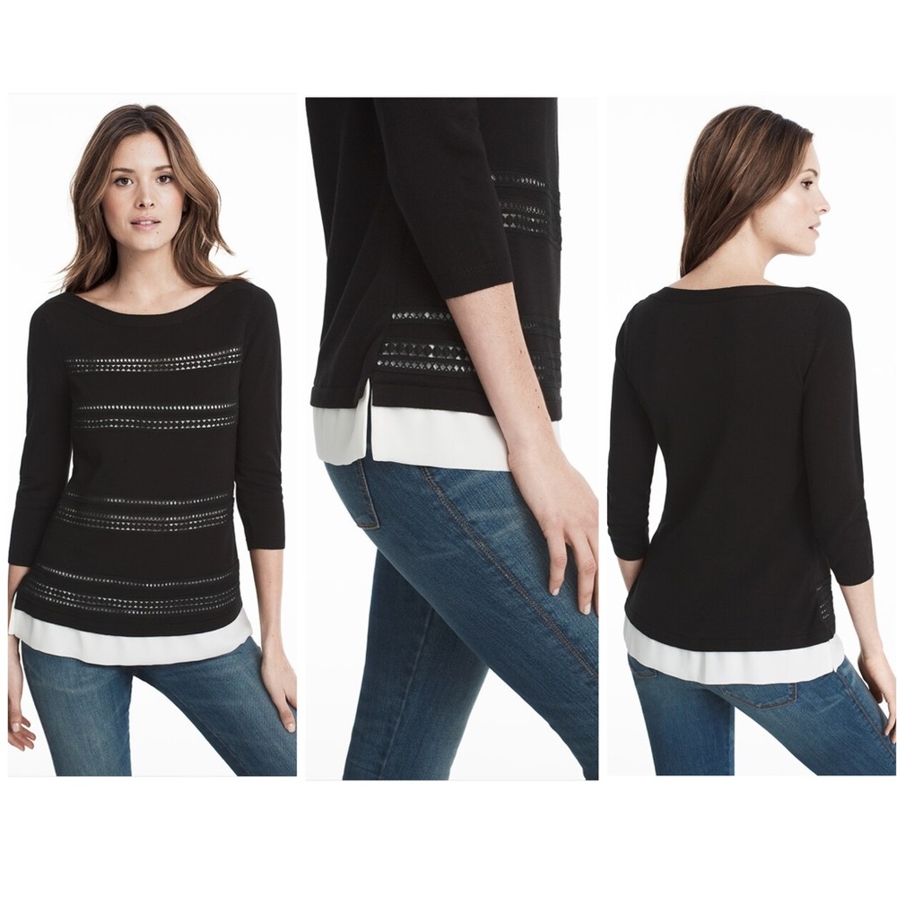 White House Black Market Embroidered Sweater - Picture 4 of 5